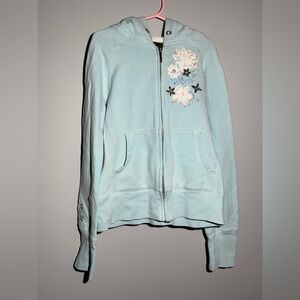 GAP Kids Light Blue Hoodie with Floral Embroidery
